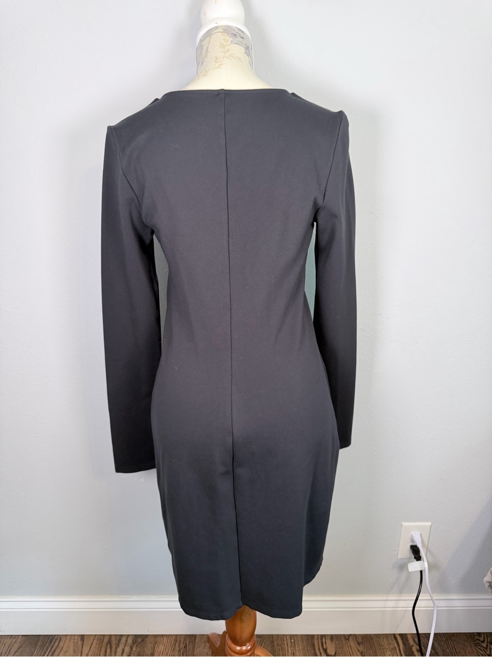 ABERCROMBIE & FITCH Long Sleeve Black Mini Dress Square Neck Stretch Large-Tall - Picture 3 of 9